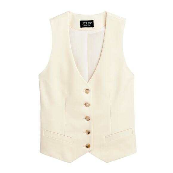 J.Crew Jackets & Blazers - J.Crew Slim-Fit Soft Ivory Drapey Twill Collection Vest Size 8